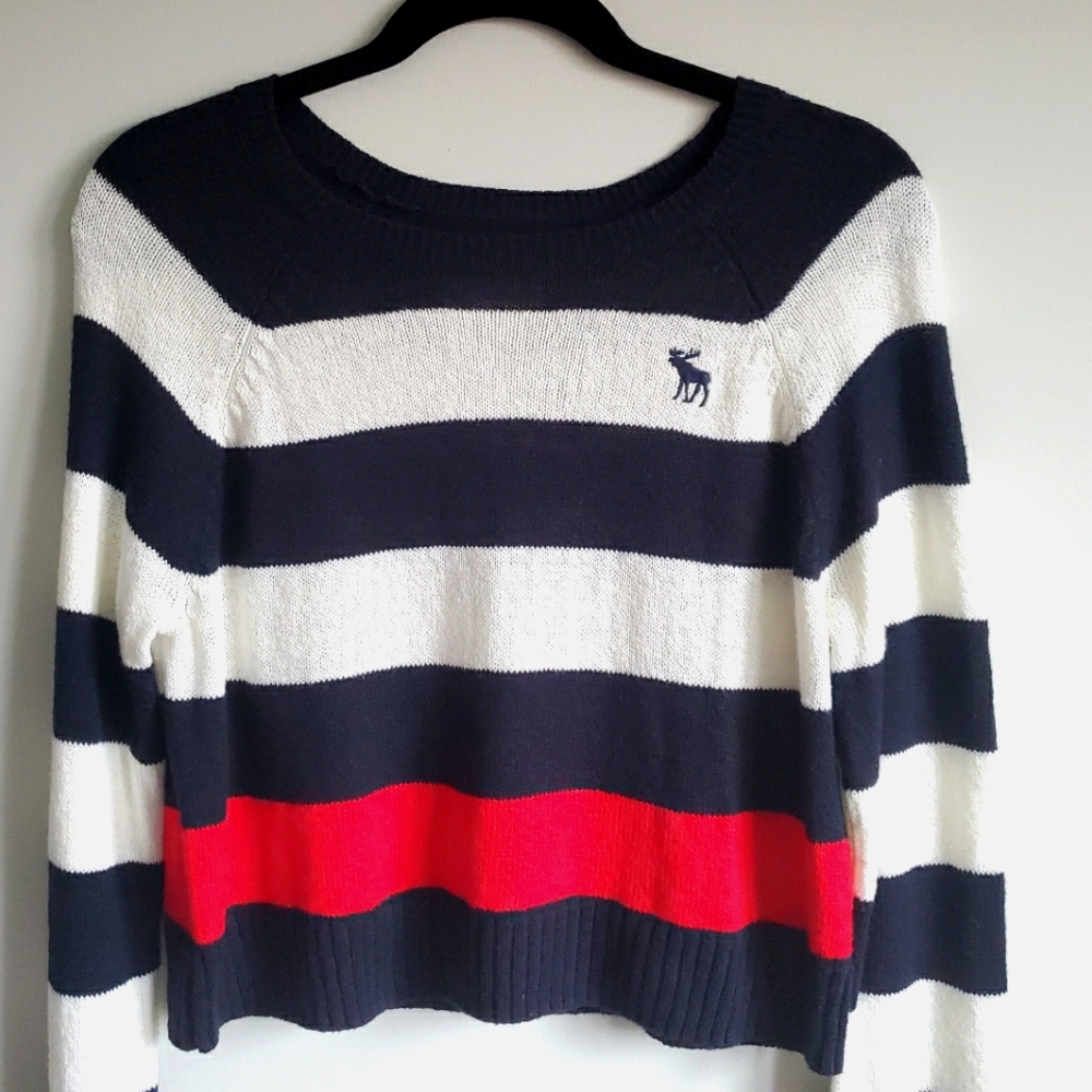 Abercrombie & Fitch Navy Striped Sweater Size Medium